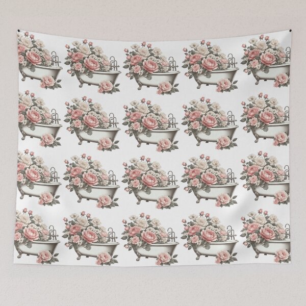 Item preview, lovely vintage bath with roses designed and sold by nicnacc.