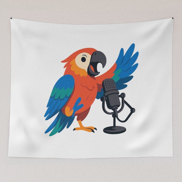 Item preview, Colorful Parrot Podcast Host - Flat Vector Design designed and sold by MKreative Studio.