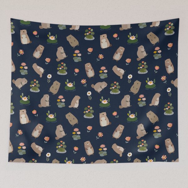 Item preview, Beavers & Lily Pads on Darkest Blue designed and sold by KSimpson838.