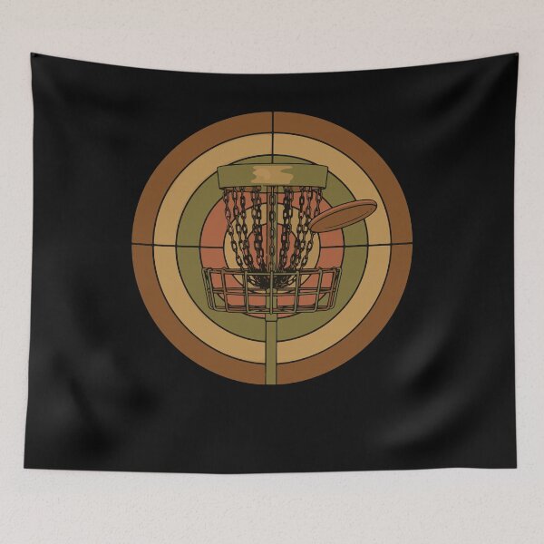Item preview, Retro Disc Golf Basket Flying Disc Golfer Scene designed and sold by LuminOrb.