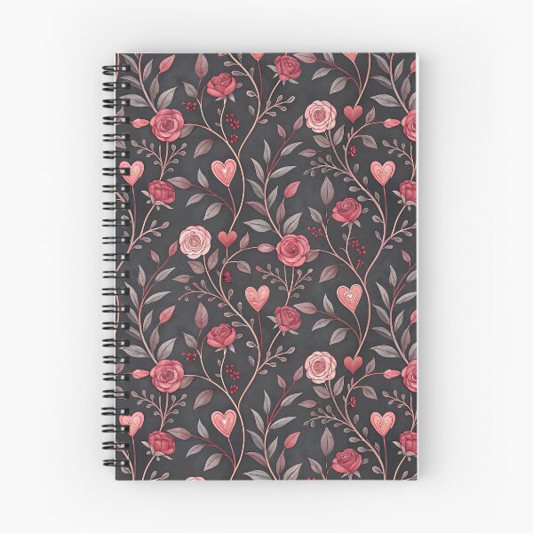 Item preview, Gothic Valentine pink roses and hearts pattern designed and sold by FatBirdie.