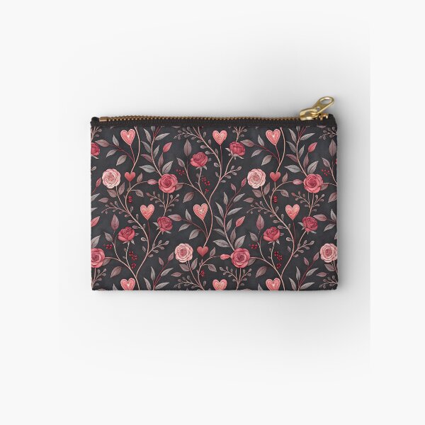 Item preview, Gothic Valentine pink roses and hearts pattern designed and sold by FatBirdie.