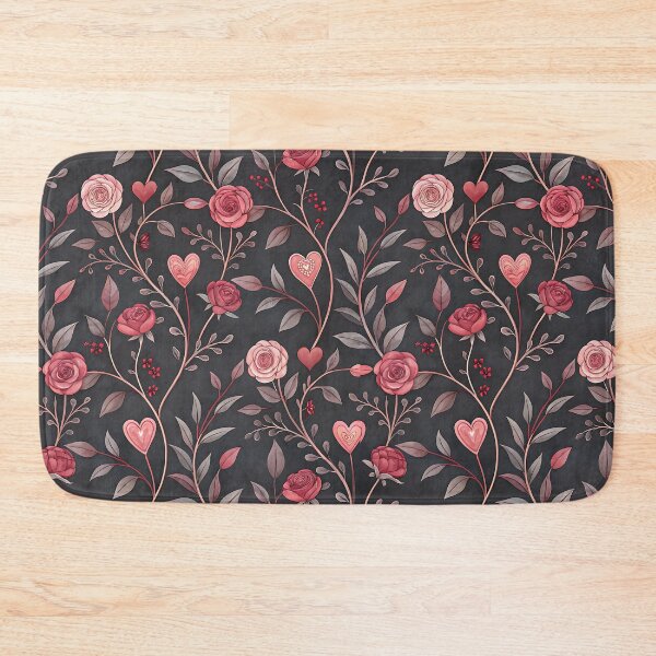 Item preview, Gothic Valentine pink roses and hearts pattern designed and sold by FatBirdie.