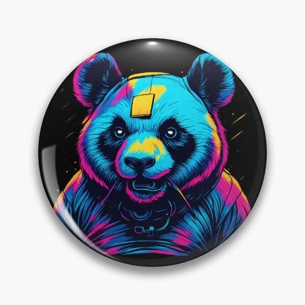 Item preview, Neon Panda Cyberpunk Glow Art designed and sold by HUMORONCOTTON.