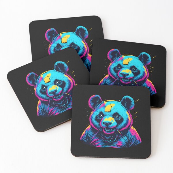 Item preview, Neon Panda Cyberpunk Glow Art designed and sold by HUMORONCOTTON.