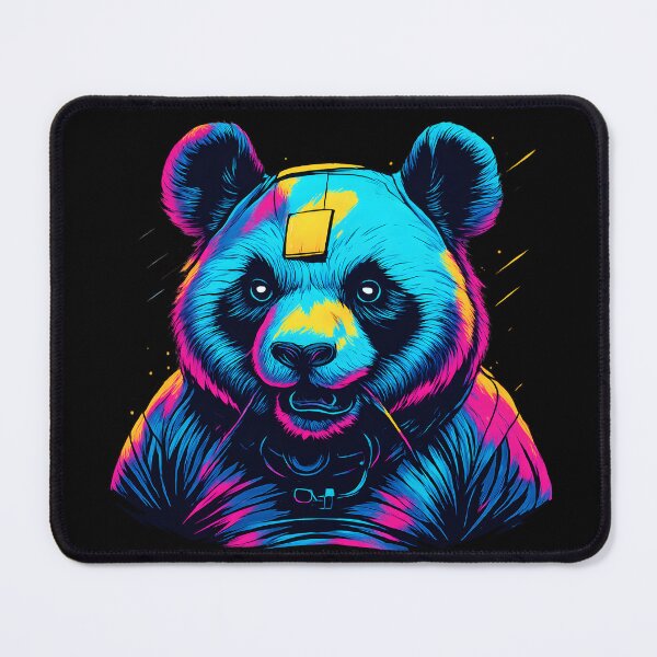 Item preview, Neon Panda Cyberpunk Glow Art designed and sold by HUMORONCOTTON.