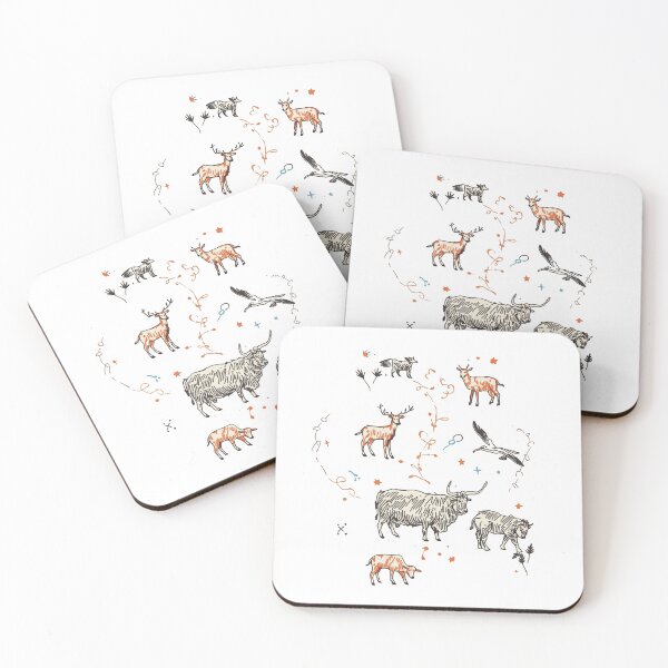 Item preview, Scottish Wildlife Folk Art Design - Highland Animals Naive Illustration designed and sold by Loom on the Loch.