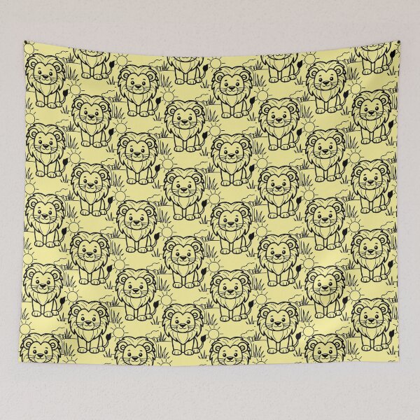 Item preview, Happy Little Lion Safari Line Art designed and sold by Rostislav Bouda.