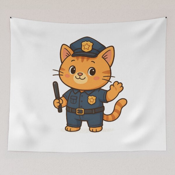 Item preview, Magic Cat Police Officer – Cute Feline Patrol Cartoon designed and sold by MystiMagica.