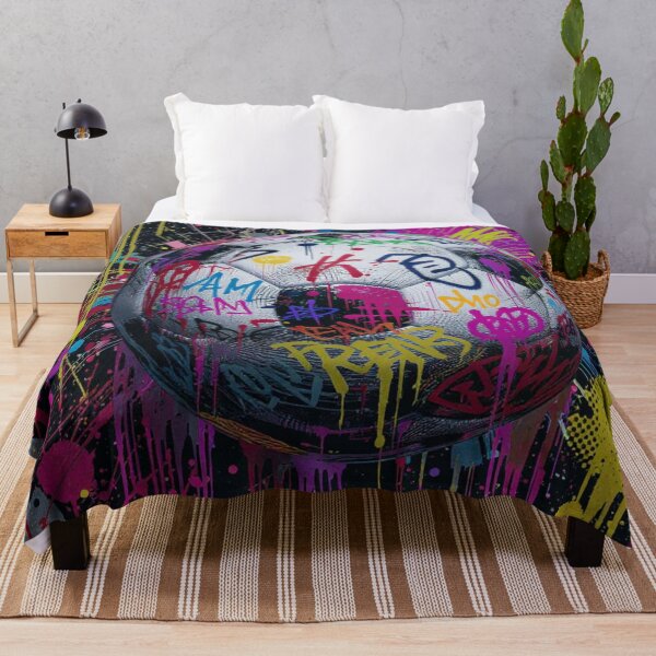 Item preview, Neon Graffiti Football - Modern Urban Sport Art for Teens designed and sold by HappySproutArt.