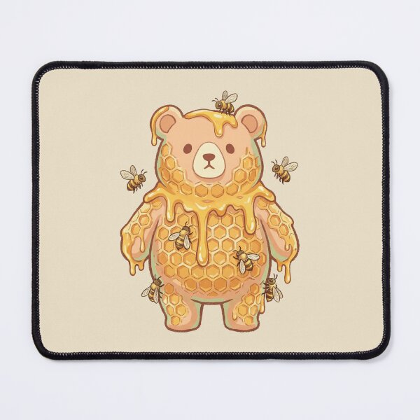 Item preview, Honeycomb Bear Cute Honey Dripping Illustration with Bees and Hexagon Pattern designed and sold by Magnificent Lizard.