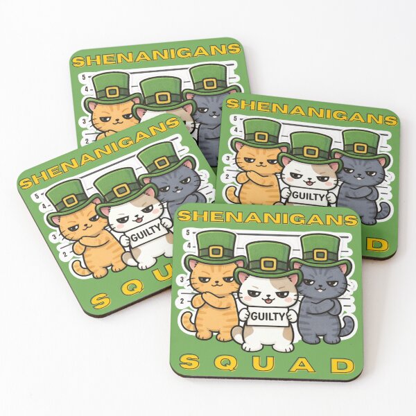 Item preview, Shenanigans Squad Funny St Patricks Day Cat Lineup designed and sold by TheSimpleTee007.