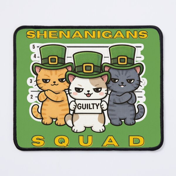 Item preview, Shenanigans Squad Funny St Patricks Day Cat Lineup designed and sold by TheSimpleTee007.