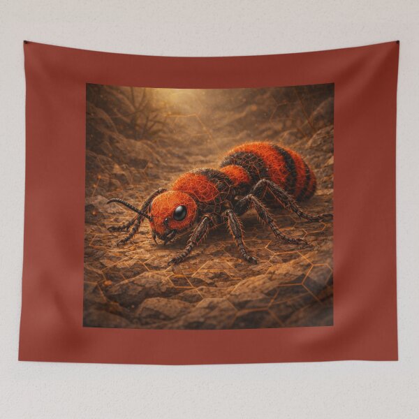 Item preview, Velvet Ant (Cow Killer Wasp) – Elemental Fire Fantasy Insect Art designed and sold by GeoWild Designs.