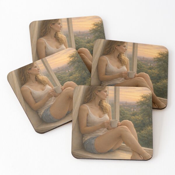 Item preview, Enjoying the Silence – Summer Evening by the Window | Elegant Feminine Art designed and sold by ggstcraft.