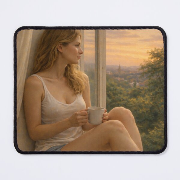 Item preview, Enjoying the Silence – Summer Evening by the Window | Elegant Feminine Art designed and sold by ggstcraft.