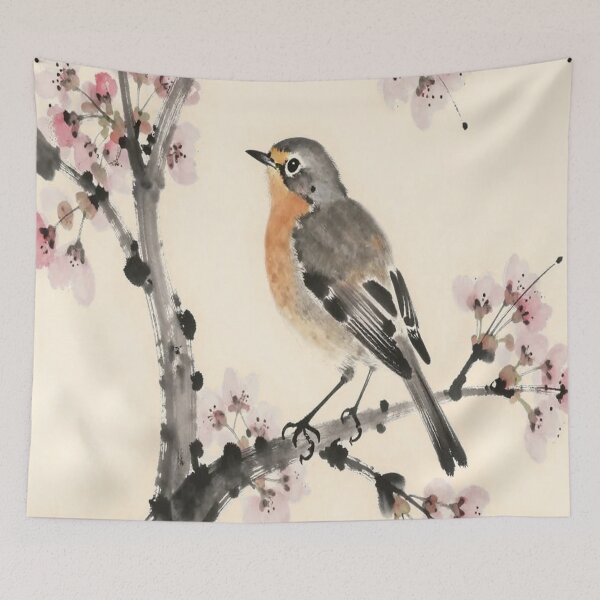 Item preview, Robin In Cherry Blossom designed and sold by ArtHistoryPrint.