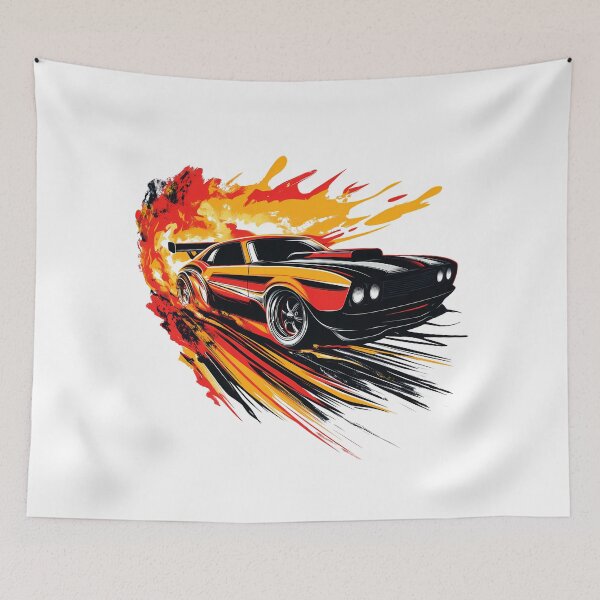Item preview, Street Racing Drift Car - Flaming Muscle Car Speed Art by Design Artistia designed and sold by DesignArtist.ia.