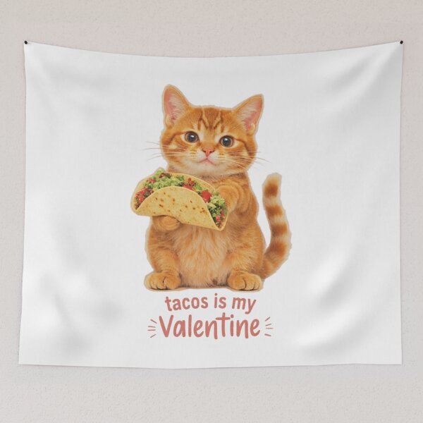 Item preview, valentine cat _ Tacos is my valentine _ valentines day kitten designed and sold by Grace-Cop.