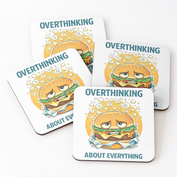 Item preview, Overthinking About Everything – Anxious Burger Illustration designed and sold by Snackwear Apparel.