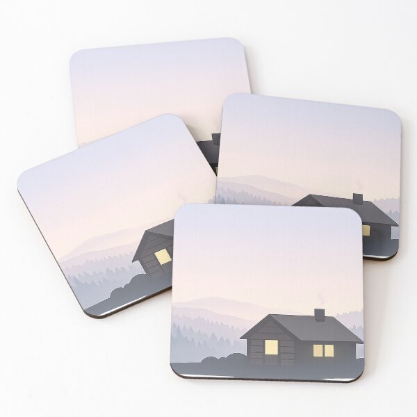 Item preview, Early Dawn Forest Cabin – Calm Minimalist Morning Illustration designed and sold by Fernova.