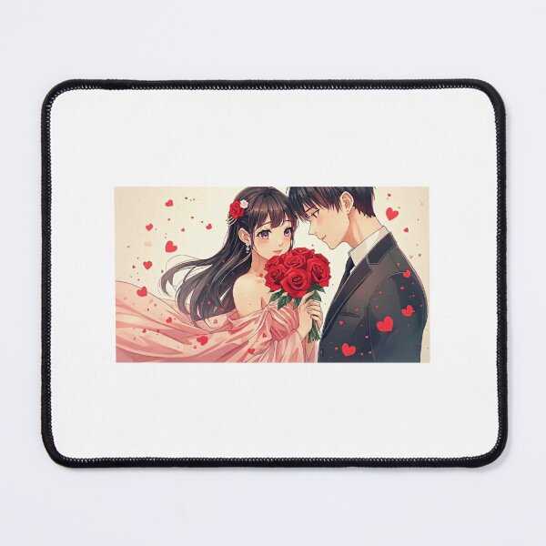 Item preview, Cute Couple Anime Style with Red Roses designed and sold by boba girlie.