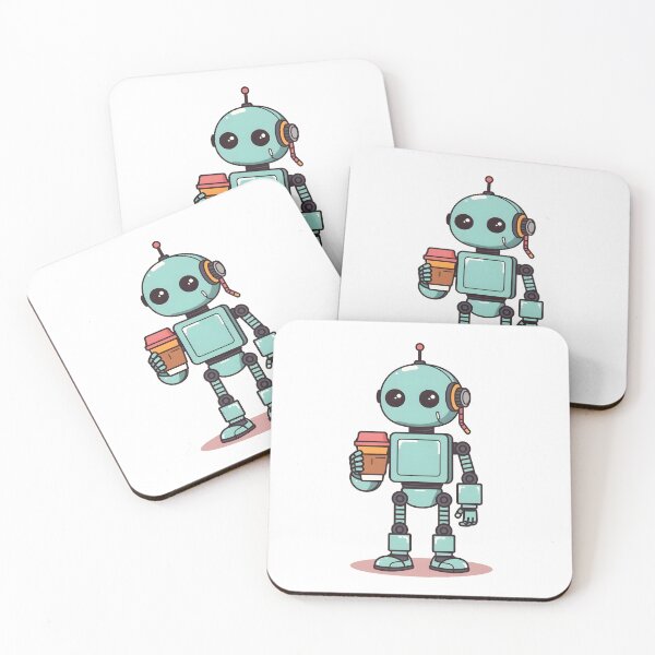 Item preview, Coffee-Powered Tech Robot – Minimal Tech Humor Illustration designed and sold by Trendymart-shop.