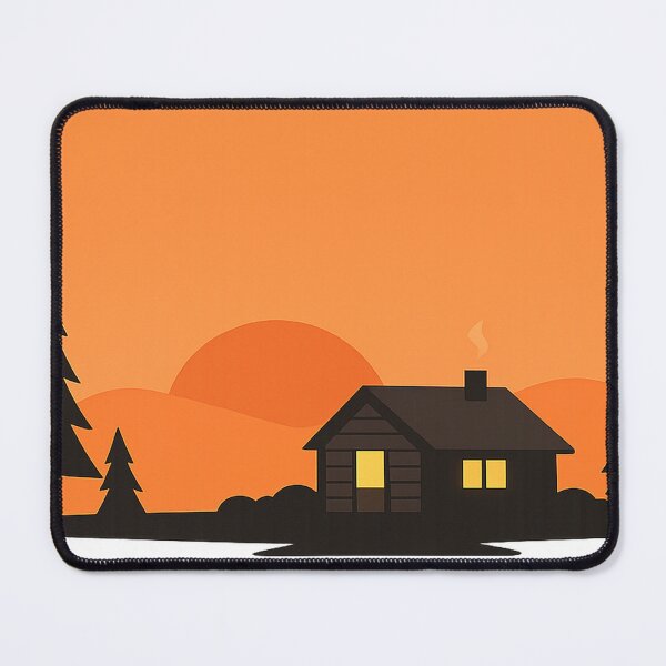 Item preview, Warm Sunset Forest Cabin – Minimalist Nordic Cabin Illustration designed and sold by Fernova.