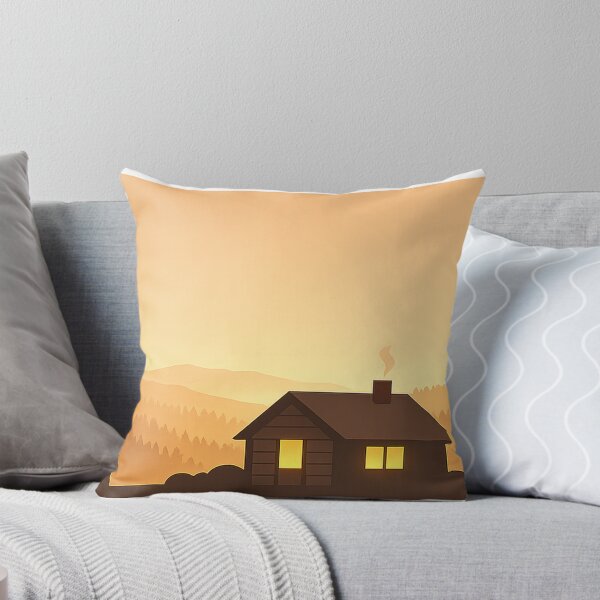 Item preview, Golden Hour Forest Cabin – Minimalist Cozy Cabin Artwork designed and sold by Fernova.
