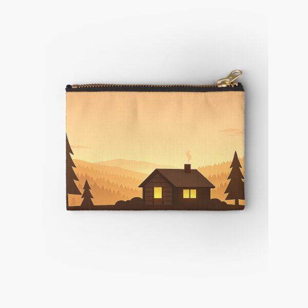 Item preview, Golden Hour Forest Cabin – Minimalist Cozy Cabin Artwork designed and sold by Fernova.
