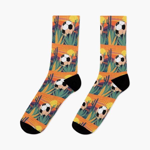 Item preview, Mexican Folk Art Soccer - Agave and Cactus Desert Sunset designed and sold by HappySproutArt.