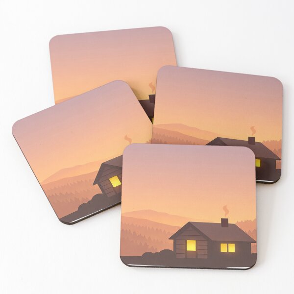 Item preview, Soft Evening Glow Forest Cabin – Minimalist Nordic Illustration designed and sold by Fernova.