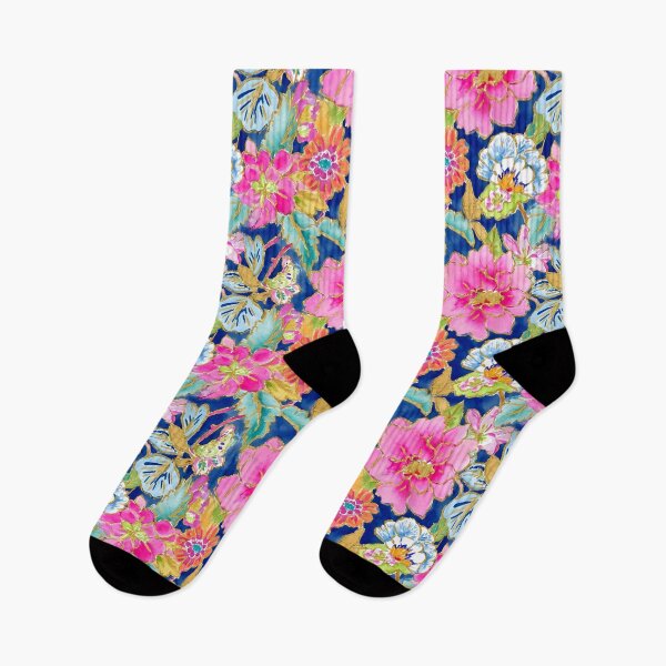 Item preview, Preppy, Grandmillennial tobacco leaves and flowers on blue  designed and sold by SophieClimaArt.