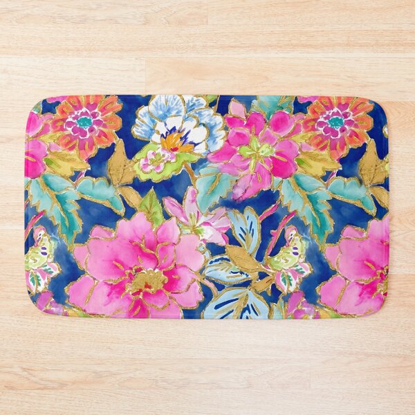 Item preview, Preppy, Grandmillennial tobacco leaves and flowers on blue  designed and sold by SophieClimaArt.