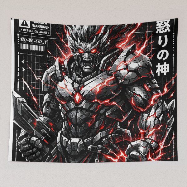 Item preview, RAEVOR God of Rage and Rebellion Cyberpunk Anime - Futuristic Mecha War Robot Aesthetic - Edgy Dystopian Streetwear Graphic for Hoodies & Posters - Unleash The Fury Dark Manga Warrior Design designed and sold by Vivaan Studio.