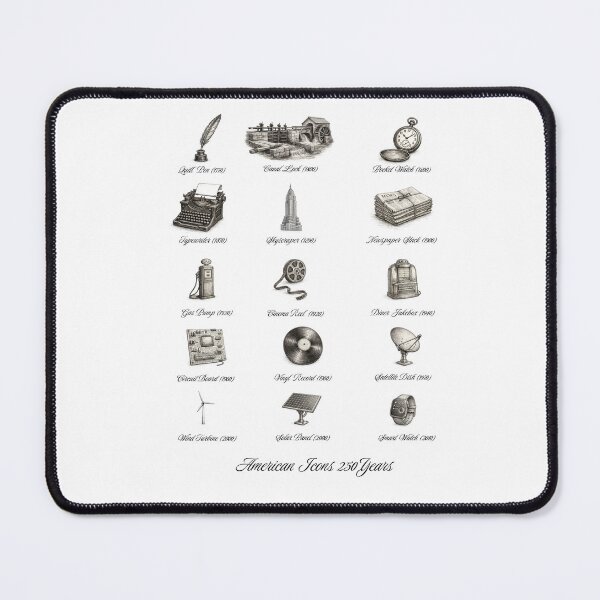 Item preview, American Icons — 250 Years of Innovation & Culture (Vintage Timeline Illustration) designed and sold by RomeoSketches.