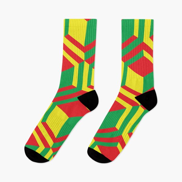 Item preview, 3D Rectangle Pattern in Reggae Colors – Red Yellow Green Geometric Design designed and sold by simpledarkwavewisdom.