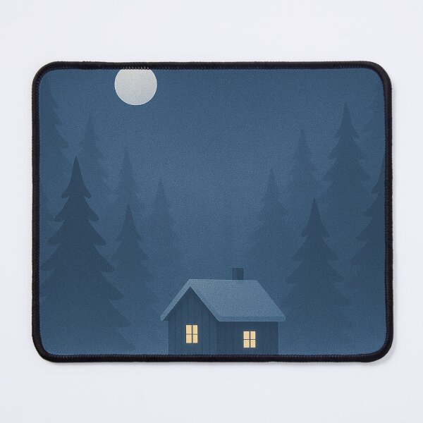 Item preview, Cozy Winter Cabin in Snowy Pines with Moon designed and sold by Fernova.