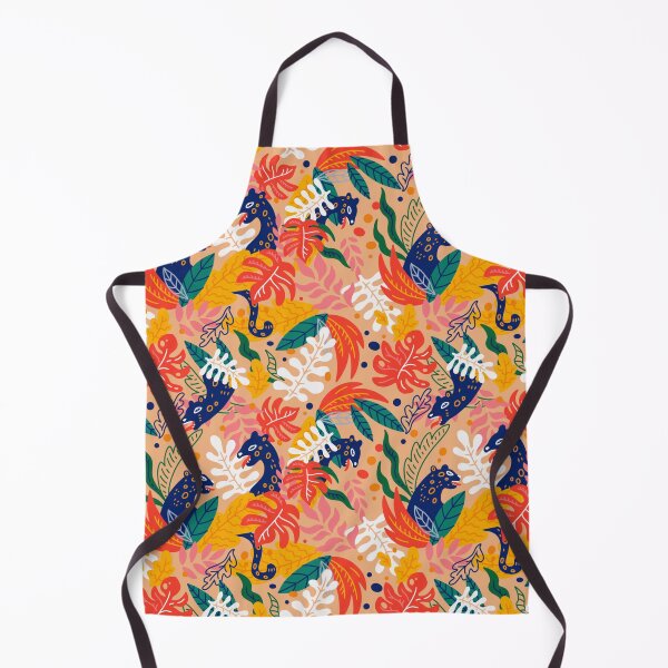 Item preview, Colorful Retro Exotic Tropical Animal Print Blue Cat Floral designed and sold by RetroMaggie.