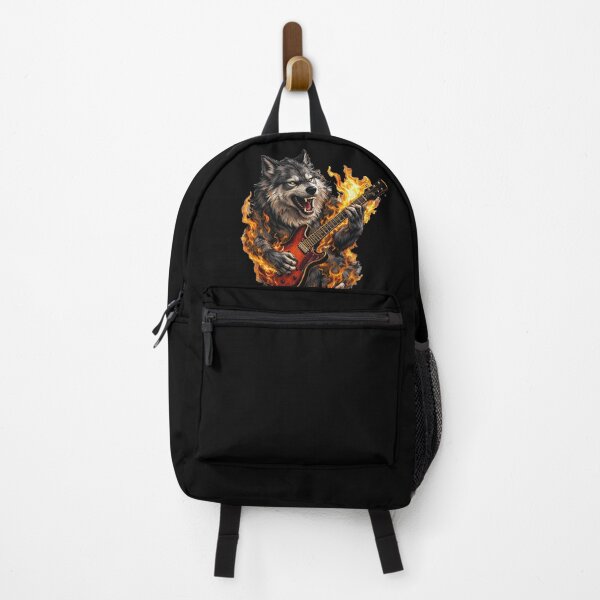 Item preview, A wolf playing a fiery guitar – rock music designed and sold by Ach&Koor.