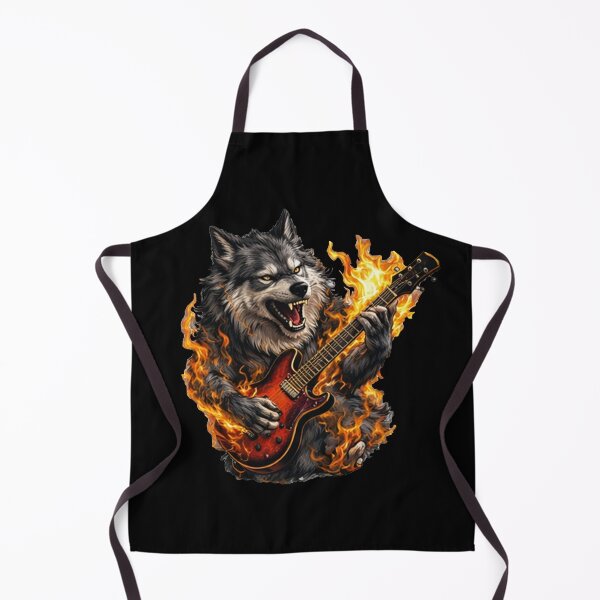 Item preview, A wolf playing a fiery guitar – rock music designed and sold by Ach&Koor.