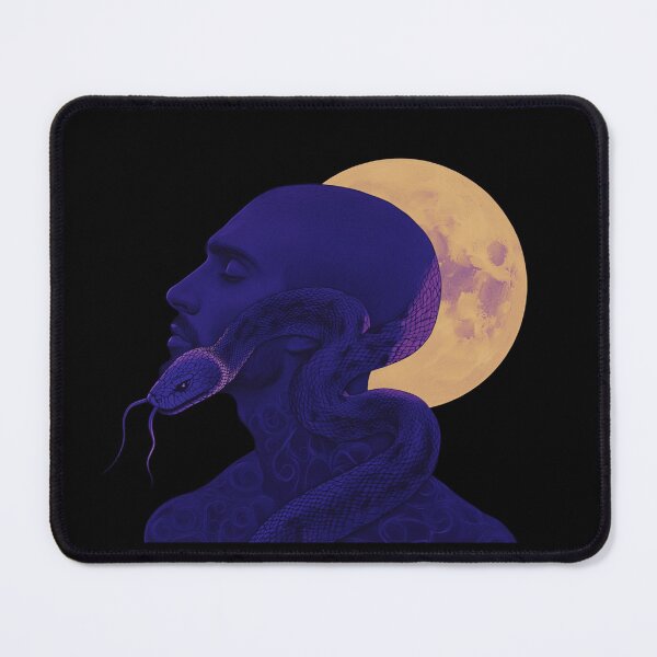Item preview, Surreal Man with Snake and Full Moon – Symbolic Dark Fantasy Art designed and sold by TIA-shop.