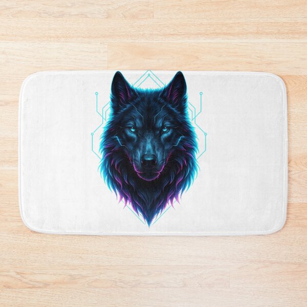 Item preview, Cyberpunk Wolf Head - Neon Blue & Magenta Glow designed and sold by MKreative Studio.