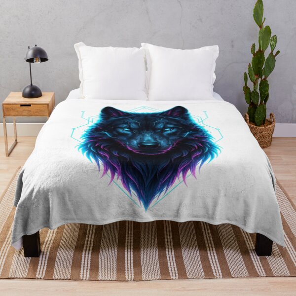Item preview, Cyberpunk Wolf Head - Neon Blue & Magenta Glow designed and sold by MKreative Studio.