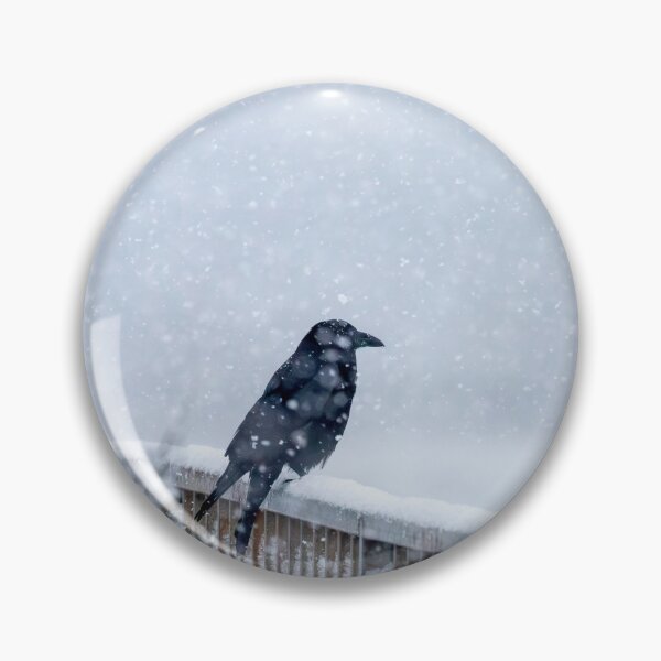 Item preview, Crow Perched in Falling Snow designed and sold by AnitaNicholson.