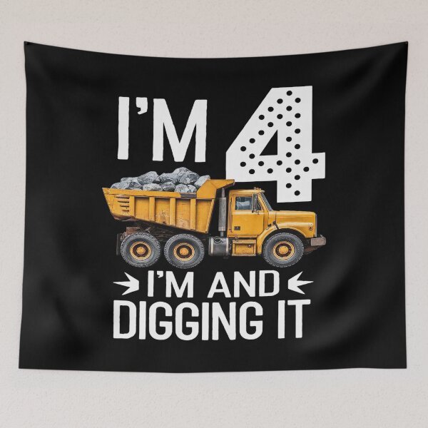 Item preview, Four 4th Birthday Construction Truck 4yr Boy 4 Years Old  designed and sold by MythWoot.
