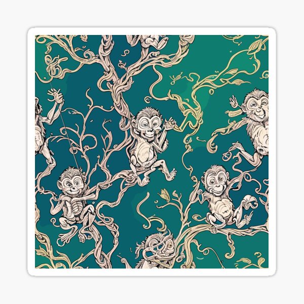 Item preview, Tree vines as monkeys, seamless art pattern designed and sold by PrithviApparels.
