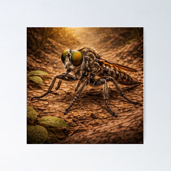 Item preview, Robber Fly – Golden Earth Predator Insect Art designed and sold by GeoWild Designs.