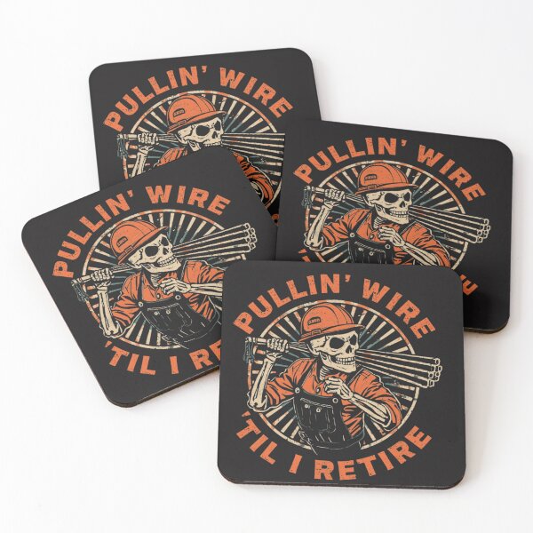 Item preview, ullin’ Wire Til I Retire Shirt, Funny Electrician Skeleton Tee, Blue Collar Work Humor T-Shirt, Electrician Gift designed and sold by Printsouf.