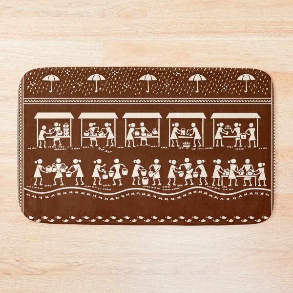 Item preview, Warli Monsoon Market Print – Folk Village Scene designed and sold by Planthem.